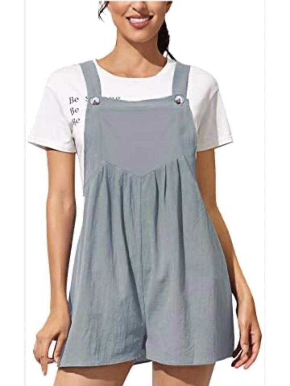 Bib Overall 100% Cotton Romper in Dark Gray